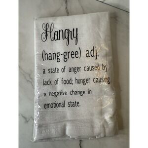 Funny Flour Sack Towel "Hangry" Humor Kitchen Decor Gift